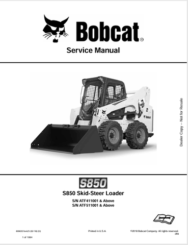 Discover the comprehensive service manual for the BOBCAT S850 Skid-Steer Loader (6990257). Download the PDF for expert maintenance and repair guidance.