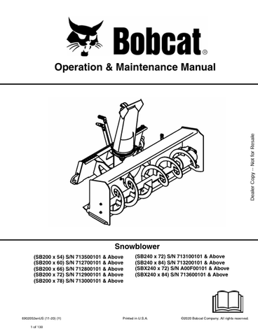 Discover the comprehensive operation and maintenance manual for BOBCAT SB200 and SB240 snowblowers. Download the PDF for expert guidance and tips.