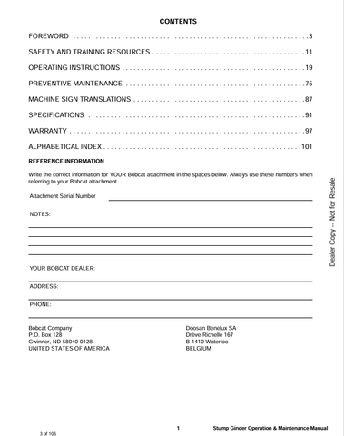BOBCAT SG60 (6901089ENUS) OPERATION AND MAINTENANCE MANUAL PDF FILE