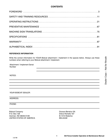 BOBCAT SILT (6904965ENUS) OPERATION AND MAINTENANCE MANUAL PDF FILE