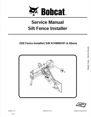 Discover the comprehensive BOBCAT Silt Fence Installer Service Manual (6904966) in PDF format. Access expert guidance for efficient installation today!