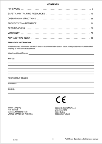 BOBCAT SL-FM60 (7362782ENGB) OPERATION & MAINTENANCE MANUAL PDF FILE
