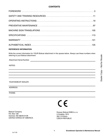 BOBCAT SNOW (6902052ENUS) OPERATION & MAINTENANCE MANUAL PDF DOWNLOAD