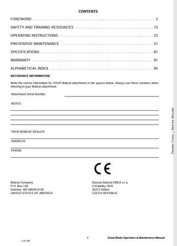 BOBCAT SNOW BLADE (6900659) OPERATION AND MAINTENANCE MANUAL PDF FILE
