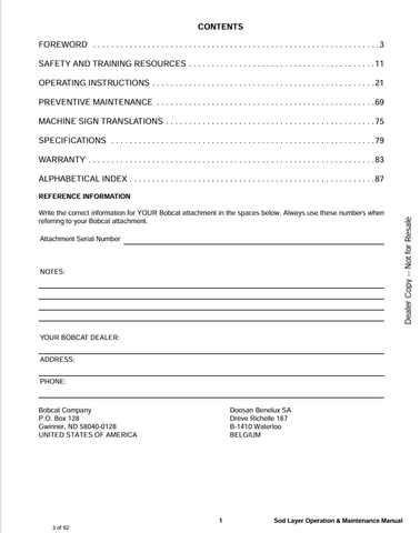 BOBCAT SOD LAYER (6901747ENUS) MAINTENANCE MANUAL PDF DOWNLOAD