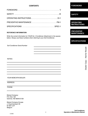 BOBCAT SOIL (6901112) OPERATION & MAINTENANCE MANUAL PDF DOWNLOAD