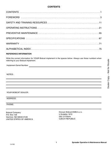 BOBCAT SPDR (7257542ENUS) OPERATION AND MAINTENANCE MANUAL PDF FILE