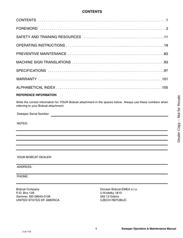 BOBCAT SWEEPER 36, 44, 48, 54 (6986561ENUS) OPERATION AND MAINTENANCE MANUAL PDF FILE