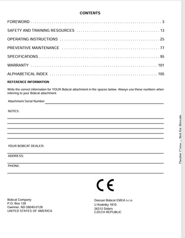 BOBCAT SWEEPER (6724016ENGB) OPERATION AND MAINTENANCE MANUAL PDF FILE