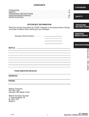 BOBCAT SWEEPER (6901230) OPERATION & MAINTENANCE MANUAL PDF DOWNLOAD