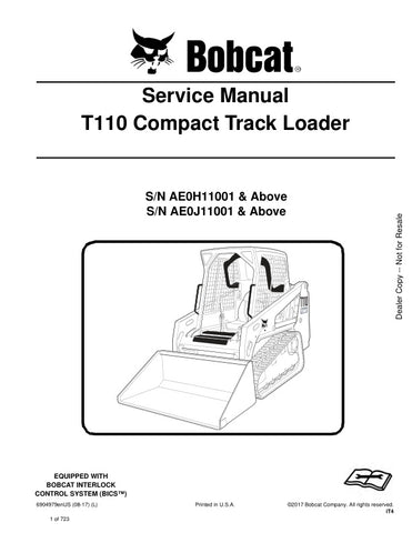 Enhance your maintenance capabilities with the BOBCAT T110 Service Manual (6904979) in PDF format. This comprehensive guide covers models AE0H11001, AE0J11001, and up, providing detailed instructions and diagrams to ensure efficient servicing and repairs. With easy navigation and clear illustrations, this manual is an essential resource for both professionals and DIY enthusiasts, helping you keep your equipment running smoothly and effectively. Don't miss out on the opportunity to extend the life of your BO