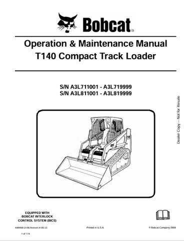Discover the comprehensive BOBCAT T140 Compact Track Loader Operation & Maintenance Manual (6986968). Download the PDF for essential insights and guidelines.