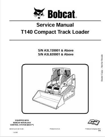 Access the complete service manual for the BOBCAT T140 Compact Track Loader (6987041) in PDF format. Ensure optimal performance and maintenance with expert guidance.