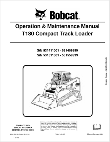  Discover the comprehensive operation and maintenance manual for the Bobcat T180 Compact Track Loader. Download the PDF for expert guidance and tips.