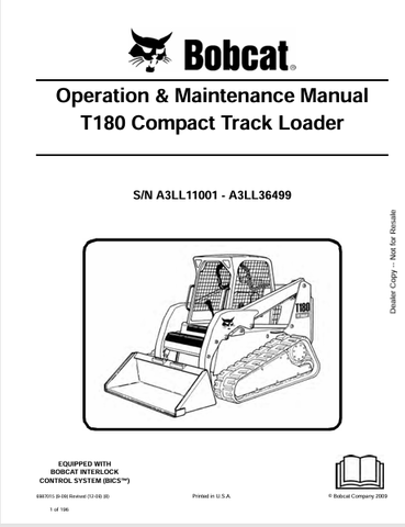 Unlock the full potential of your Bobcat T180 Compact Track Loader with the comprehensive Operation & Maintenance Manual (6987015). This PDF file is designed to provide you with essential information, ensuring optimal performance and longevity of your equipment.