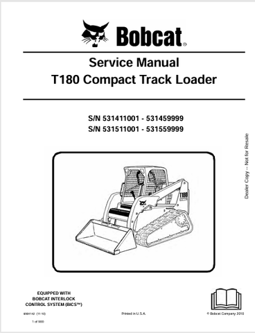 Access the complete service manual for the BOBCAT T180 Compact Track Loader (6904142) in PDF format. Ensure optimal performance and maintenance with expert guidance.