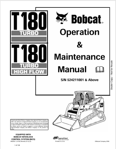 Discover the comprehensive BOBCAT T180 Turbo High Flow Operation & Maintenance Manual (6902501) in PDF format. Ensure optimal performance and care for your machine.