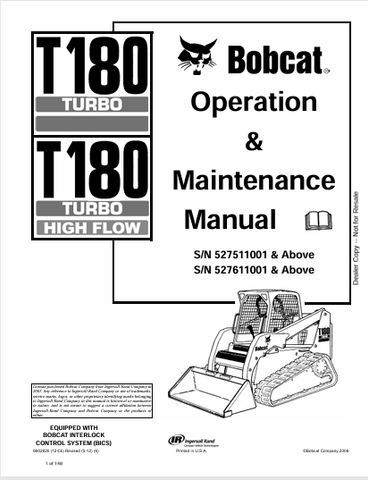 Discover the comprehensive BOBCAT T180 Turbo High Flow Operation & Maintenance Manual (6902820). Download the PDF for expert guidance and tips.