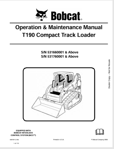 Unlock the full potential of your Bobcat T190 Compact Track Loader with the comprehensive Operation & Maintenance Manual (6987001). This PDF file is designed to provide you with essential information, ensuring optimal performance and longevity of your equipment.