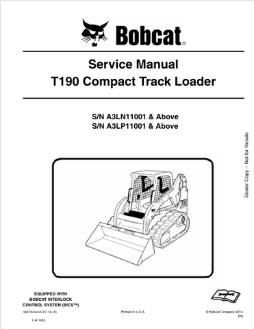  Discover the comprehensive service manual for the BOBCAT T190 Compact Track Loader (6987052). Download the PDF for expert maintenance and repair guidance.