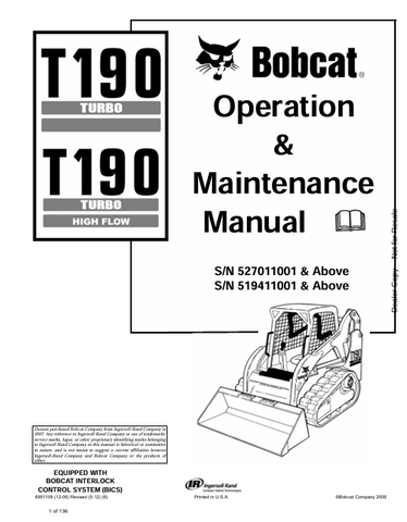 Discover the comprehensive BOBCAT T190 Turbo High Flow Operation & Maintenance Manual (6901109). Download the PDF for expert guidance and tips.