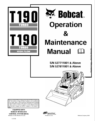  Discover the comprehensive BOBCAT T190 Turbo High Flow Operation & Maintenance Manual (6902822). Download the PDF for expert guidance and efficient operation.