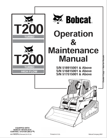 Unlock the full potential of your BOBCAT T200 Turbo with the comprehensive Operation & Maintenance Manual (6901356). This PDF file is designed to provide you with essential insights and detailed instructions to ensure optimal performance and longevity of your high-flow operation equipment.