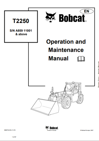  Discover the comprehensive operation and maintenance manual for the BOBCAT T2250. Download the PDF file (6986734) for essential guidelines and tips.