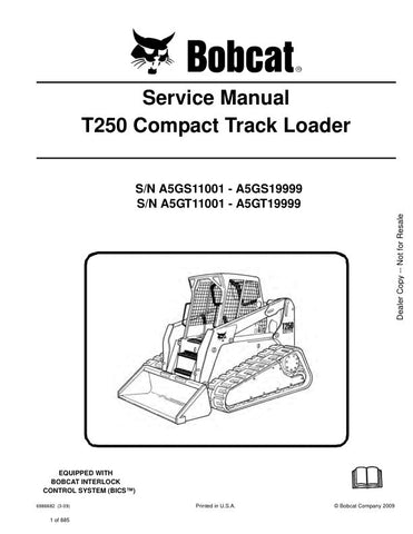 Unlock the full potential of your BOBCAT T250 Compact Track Loader with the comprehensive Service Manual (Part Number: 6986682). This PDF file covers models A5GS11001 to A5GS19999 and A5GT11001 to A5GT19999, providing you with detailed maintenance procedures, troubleshooting tips, and essential specifications. Ensure optimal performance and longevity of your equipment by having this invaluable resource at your fingertips, making repairs and servicing straightforward and efficient. Don't miss out on the 
