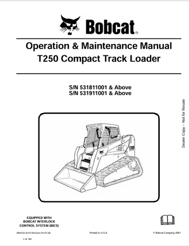 Unlock the full potential of your Bobcat T250 Compact Track Loader with the comprehensive Operation & Maintenance Manual (6904162). This PDF file is designed to provide you with essential information, ensuring you operate your machine safely and efficiently.