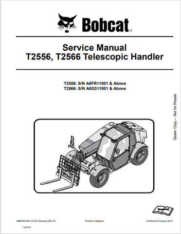  Discover the comprehensive service manual for BOBCAT T2556 and T2566 telescopic handlers. Download the PDF file for essential maintenance and repair guidance.