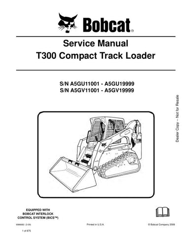Enhance your maintenance capabilities with the BOBCAT T300 Loader Service Manual (6986683) in PDF format, designed specifically for models A5GU11001 – A5GU19999 and A5GV11001 – A5GV19999. This comprehensive guide provides detailed instructions, diagrams, and troubleshooting tips to ensure your loader operates at peak performance. With easy navigation and a user-friendly layout, this digital manual is an essential resource for both professionals and DIY enthusiasts, helping you save time and reduce repair co