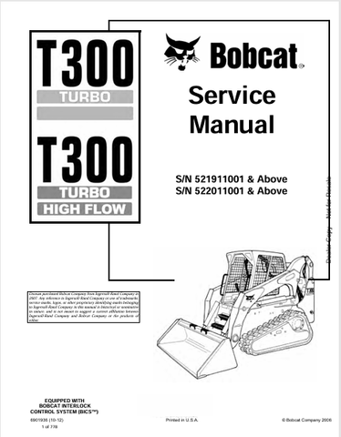 Discover the comprehensive service manual for the BOBCAT T300 Turbo High Flow (6901936). Download the PDF for expert maintenance and repair guidance.