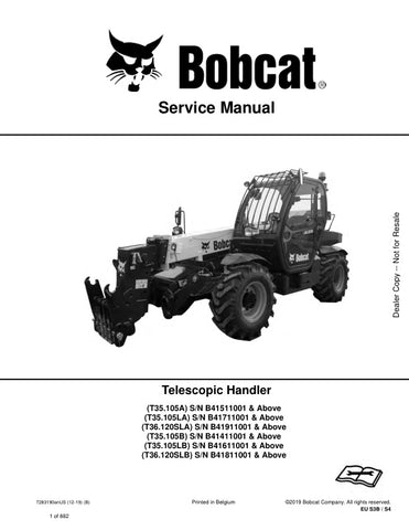 Unlock the full potential of your BOBCAT machinery with the comprehensive Service Manual (7283190) for models T35.105A, T35.105LA, T36.120SLA, T35.105B, T35.105LB, and T36.120SLB. This PDF file is an essential resource for maintenance and repair, providing detailed instructions, diagrams, and troubleshooting tips to keep your equipment running smoothly. Ensure optimal performance and longevity of your BOBCAT with this invaluable guide at your fingertips.