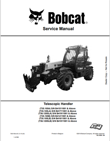 Discover the comprehensive service manual for BOBCAT T35.105A, T35.105LA, T36.120SLA, and more. Download the PDF for expert maintenance guidance.