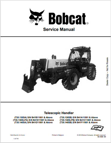 Discover the comprehensive service manual for BOBCAT T35.130SA, T35.130SLPA, T35.140SA, and more. Download the PDF for expert maintenance guidance.