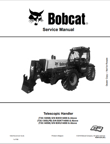  Discover the comprehensive service manual for BOBCAT T35.130SB, T35.130SLPB, and T35.140SB telescopic handlers. Download the PDF for expert guidance.