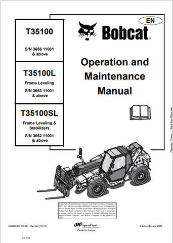 Discover the comprehensive operation and maintenance manual for BOBCAT T35100, T35100L, and T35100SL frame leveling. Download the PDF for essential insights.