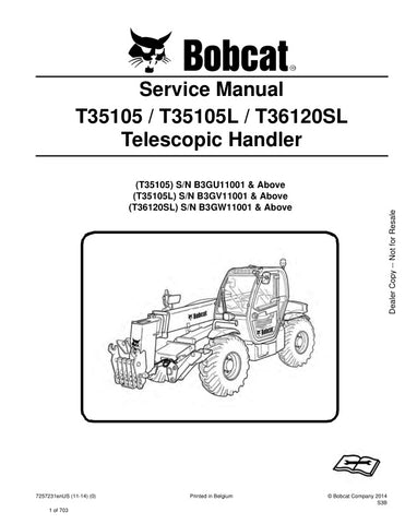 Enhance your maintenance capabilities with the BOBCAT T35105, T35105L, T36120SL Service Manual (7257231). This comprehensive PDF file, covering models from 2011 to 2014, provides detailed instructions, diagrams, and troubleshooting tips to keep your equipment running smoothly. Perfect for both professionals and DIY enthusiasts, this manual ensures you have the essential information at your fingertips to perform repairs and maintenance efficiently. Invest in your machinery's longevity and performance today!