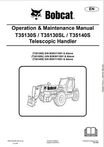Discover the comprehensive operation and maintenance manual for BOBCAT T35130S, T35130SL, and T35140S telescopic handlers. Download the PDF now.