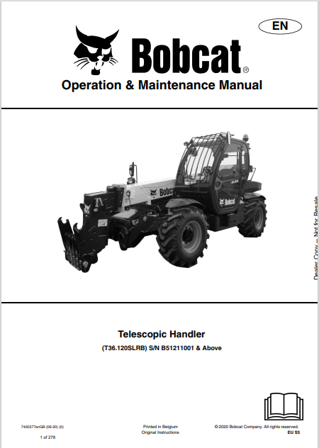 Discover the comprehensive operation and maintenance manual for the BOBCAT T36.120SLRB telescopic handler. Download the PDF file for essential insights.