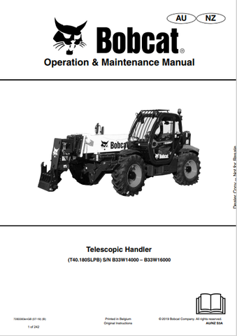 Discover the comprehensive operation and maintenance manual for the BOBCAT T40.180SLPB telescopic handler. Download the PDF file for essential insights.