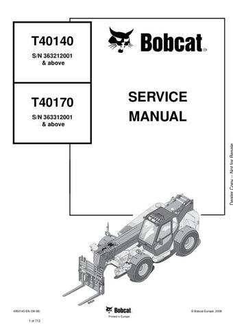 Unlock the full potential of your BOBCAT T40140 and T40170 with the comprehensive Service Manual (4950145). This PDF file, covering models 363212001, 363312001, and up, provides detailed insights into maintenance, troubleshooting, and repair procedures. With clear illustrations and step-by-step instructions, you'll ensure your equipment operates at peak performance, saving you time and money on repairs. Don't miss out on this essential resource for any BOBCAT owner—download your copy today and keep your mac