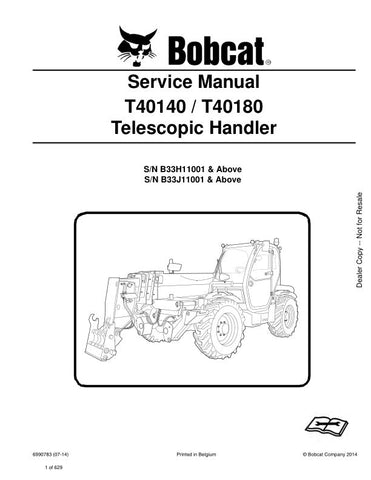 Enhance your maintenance capabilities with the BOBCAT T40140, T40180 B33H11001, B33J11001 & UP Telehandler Service Manual (6990783). This comprehensive PDF file, covering models from 2007 to 2014, provides detailed insights into service procedures, troubleshooting tips, and essential specifications. With easy navigation and clear illustrations, this manual is an invaluable resource for ensuring your telehandler operates at peak performance. Invest in your equipment's longevity and efficiency today!