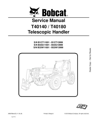 Enhance your maintenance capabilities with the BOBCAT T40140 and T40180 Telescopic Handler Service Manual (6990786). This comprehensive PDF file, covering models from 2011 to 2018, provides detailed insights into servicing and troubleshooting, ensuring your equipment operates at peak performance. With easy navigation and clear instructions, this manual is an essential resource for both professionals and DIY enthusiasts looking to extend the life of their telescopic handlers. Invest in your machinery's longe