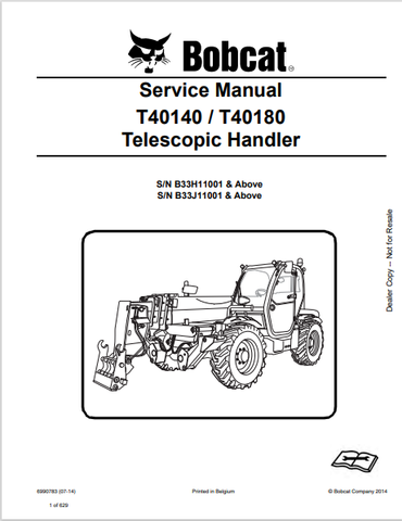 Discover the comprehensive service manual for BOBCAT T40140/T40180 telescopic handlers. Download the PDF file for essential maintenance and repair guidance.