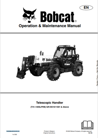 Discover the comprehensive operation and maintenance manual for the BOBCAT T41.140SLPRB telescopic handler. Download the PDF for essential insights and guidelines.