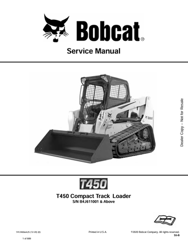 Access the comprehensive service manual for the BOBCAT T450 Compact Track Loader (7412460). Download the PDF for expert maintenance and repair guidance.