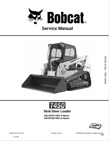 Discover the comprehensive service manual for the BOBCAT T450 Skid-Steer Loader (6990394). Download the PDF for expert maintenance and repair guidance.