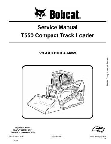 Access the complete service manual for the Bobcat T550 Compact Track Loader (6989679) in PDF format. Ensure optimal performance and maintenance with expert guidance.